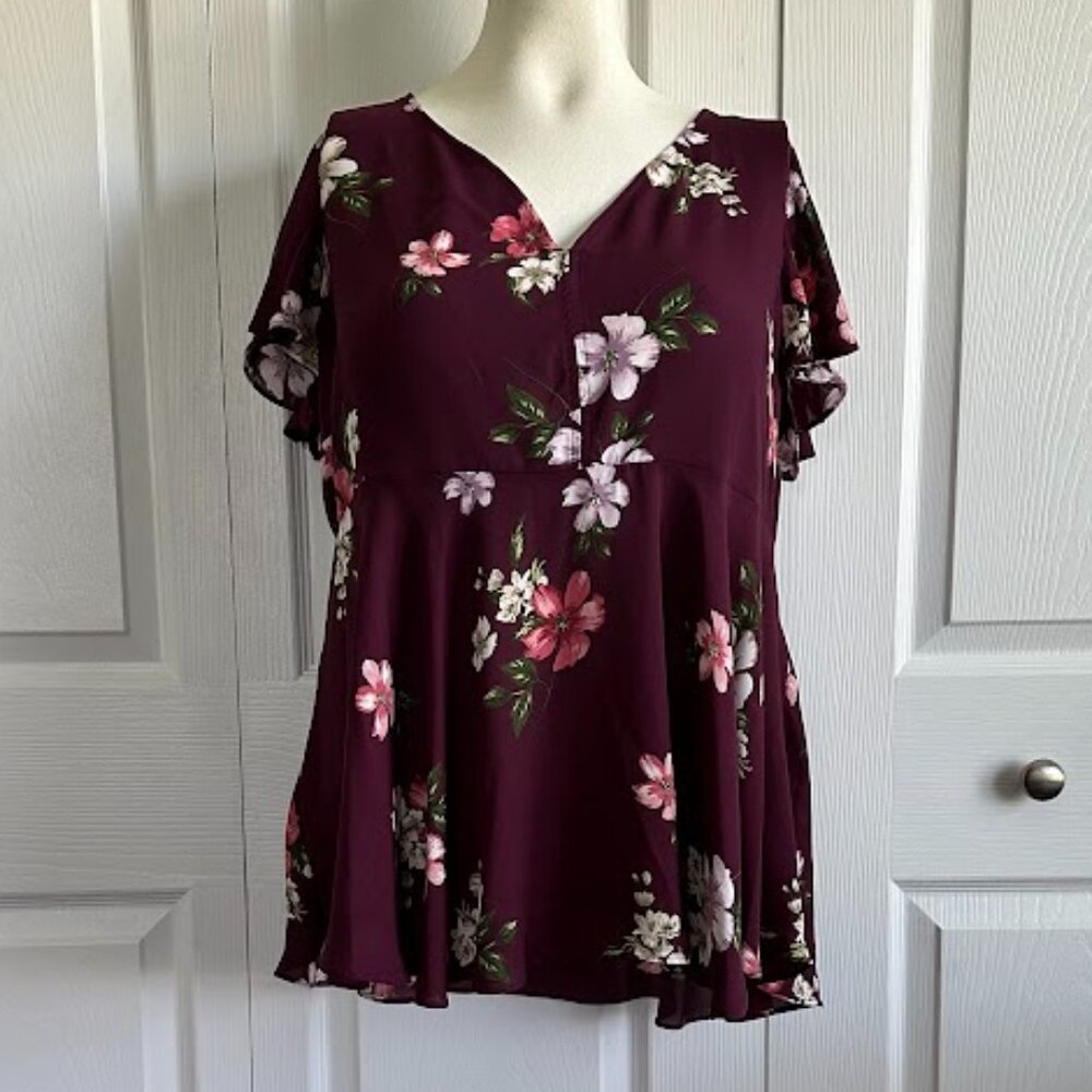 Torrid High Low Floral Peplum Blouse